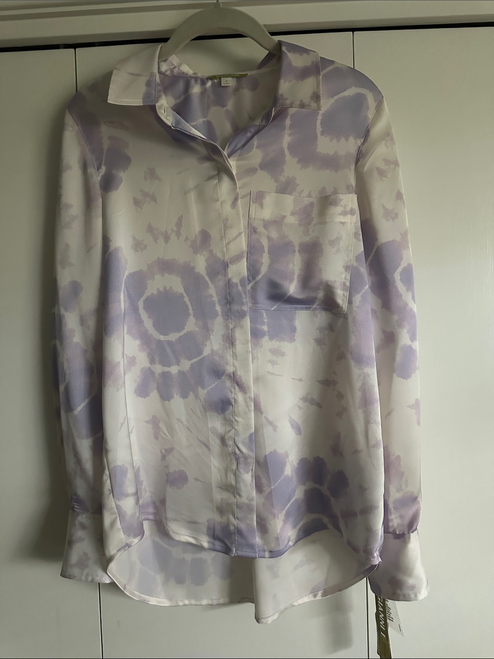 Light Lavender Tie-Dye Button-Front Blouse